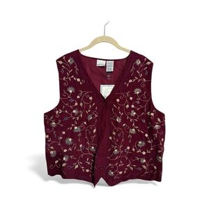 Bobbie Brooks Burgundy Embroidered Vest